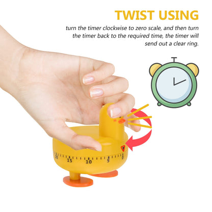 Cooking Timer Cute Duck Kitchen Timer 60 Minute Wind Up Mechanical Rotating Alarm for Kitchen Cooking Baking (yellow)
