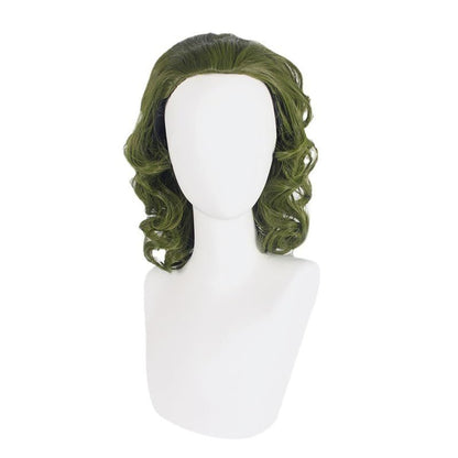 Green Wig Anime Short Wavy Wig Dark Green Anime Wig for Men Boys Synthetic Joker Green Bald Head Wig Heat Resistant Synthetic