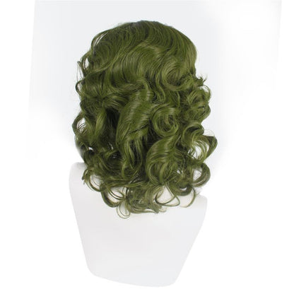 Green Wig Anime Short Wavy Wig Dark Green Anime Wig for Men Boys Synthetic Joker Green Bald Head Wig Heat Resistant Synthetic