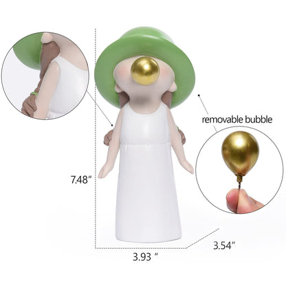 Kids Statue for Shelf Decor, Cute Blowing Bubble Figurines Room Decor, Small Figurines Decor for Boys Girls, Cool Resin Sculpture