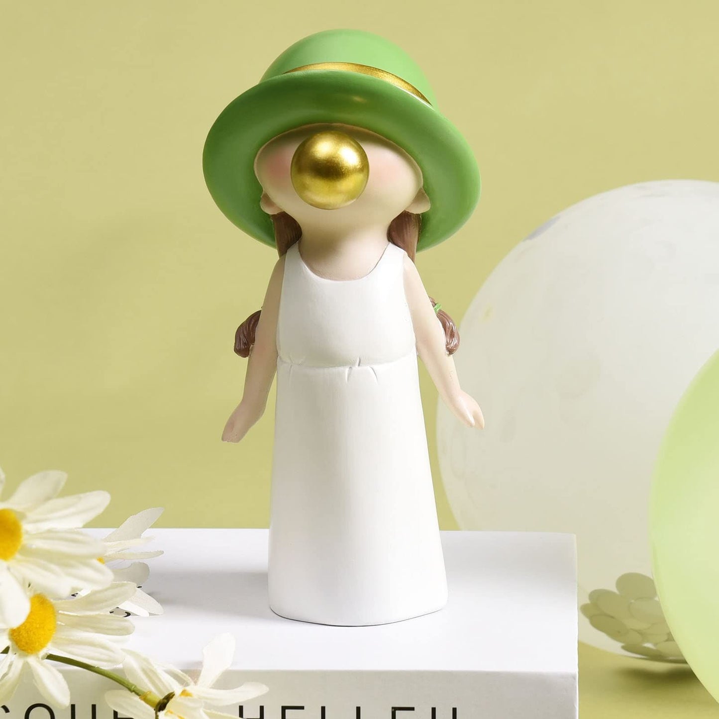 Kids Statue for Shelf Decor, Cute Blowing Bubble Figurines Room Decor, Small Figurines Decor for Boys Girls, Cool Resin Sculpture