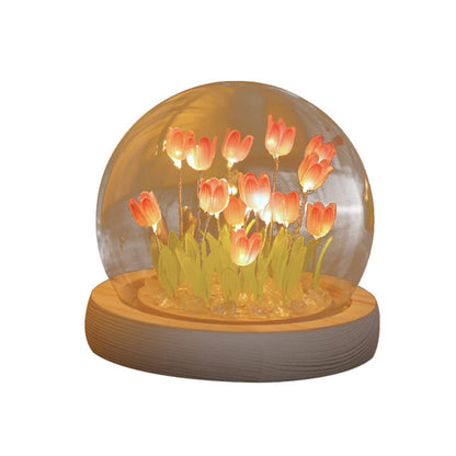 Handmade Tulip Night Light, DIY Home Decoration Simulation Flower Bedroom Sleeping Table lamp Children Couple Friends Gift