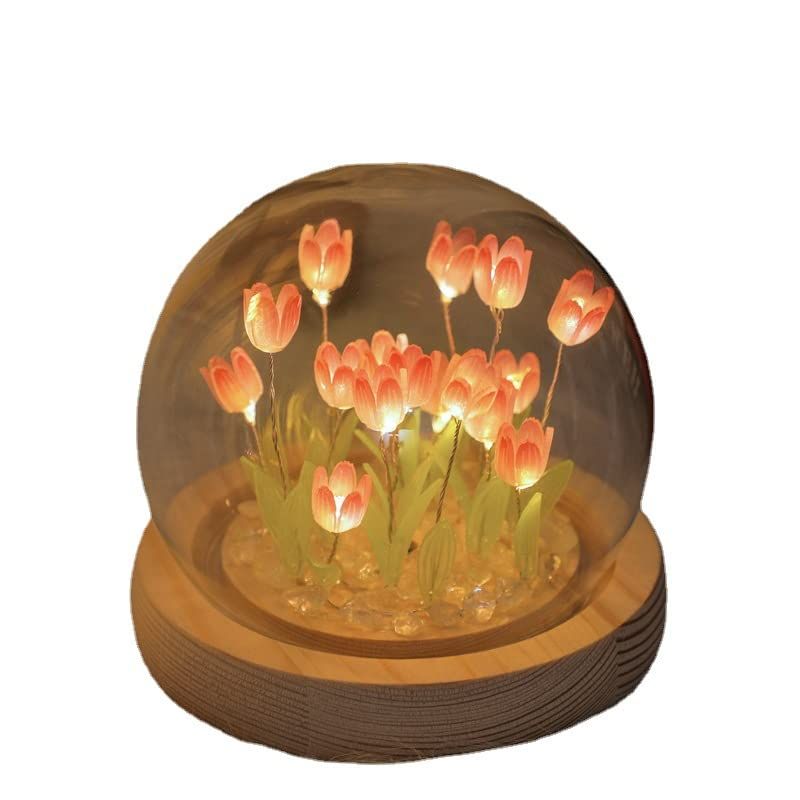 Handmade Tulip Night Light, DIY Home Decoration Simulation Flower Bedroom Sleeping Table lamp Children Couple Friends Gift