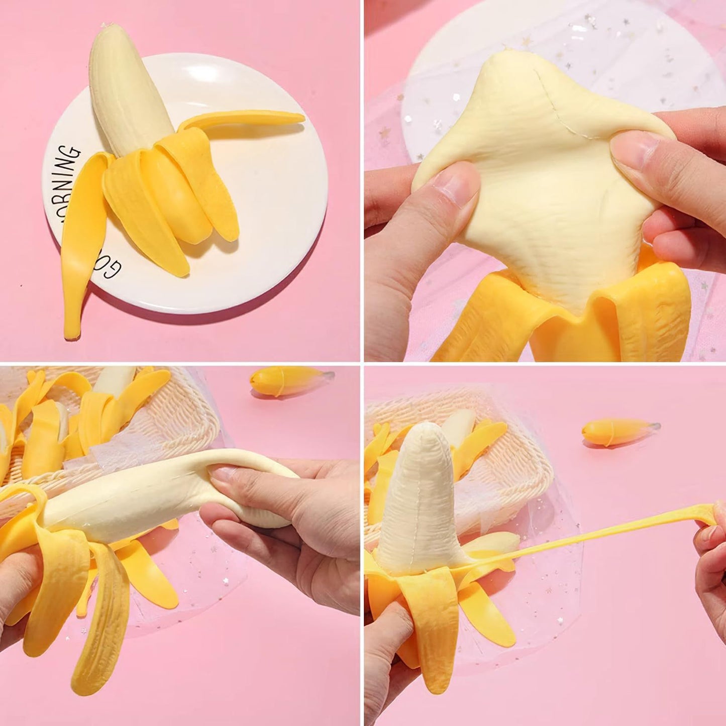 Peeled Banana Toys Wacky Plastic Funny Prank Banana Shaped Squeezing Toys Relief Toys for April Fools Day