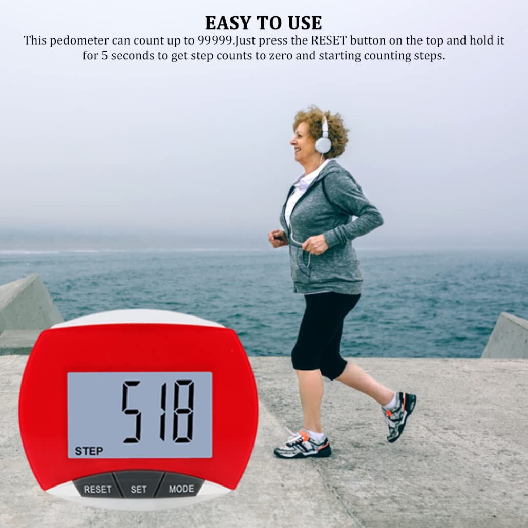 3D pedometer Step Counter 3D Walking Pedometer with Clip and Lanyard Accurate Step with Large Display -4pcsColor random