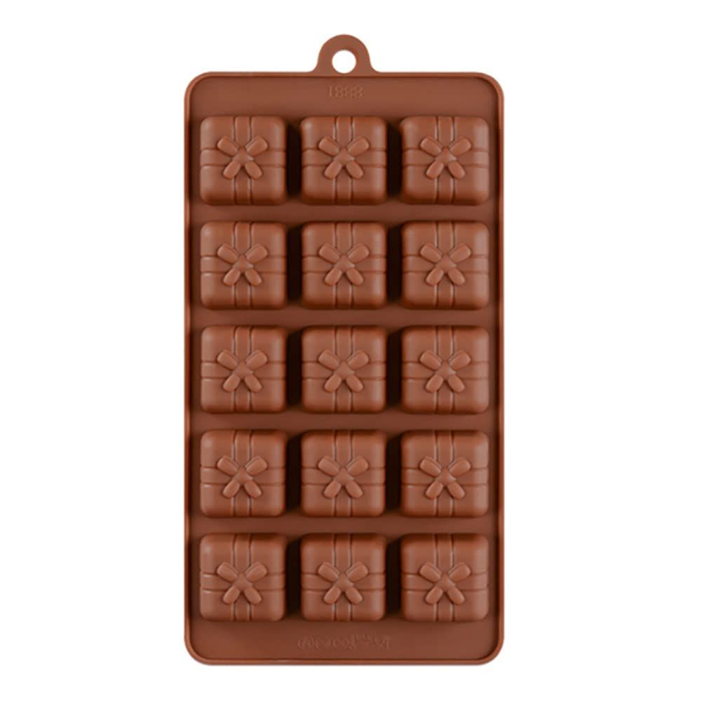 3D Silicone Chocolate Candy Molds Christmas Gift Box Present Cookies Mould Cake Decorating Bar Ice Cube Candy Baking Tray Mold