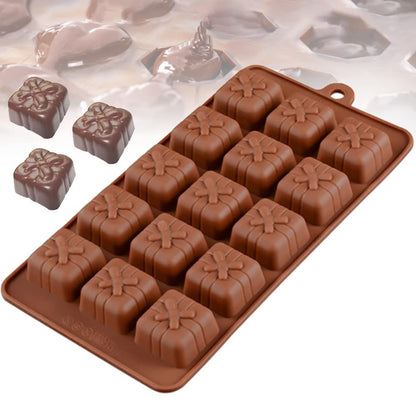 3D Silicone Chocolate Candy Molds Christmas Gift Box Present Cookies Mould Cake Decorating Bar Ice Cube Candy Baking Tray Mold