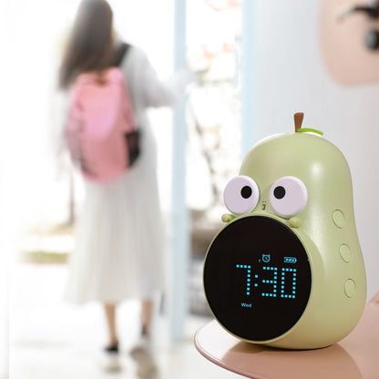 Alarm Clock for Kids: Cute Pear Design, Triple Alarms, 5 Ringtones- Premium Digital Wake Up Clock for Children's Bedrooms
