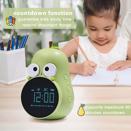 Alarm Clock for Kids: Cute Pear Design, Triple Alarms, 5 Ringtones- Premium Digital Wake Up Clock for Children's Bedrooms