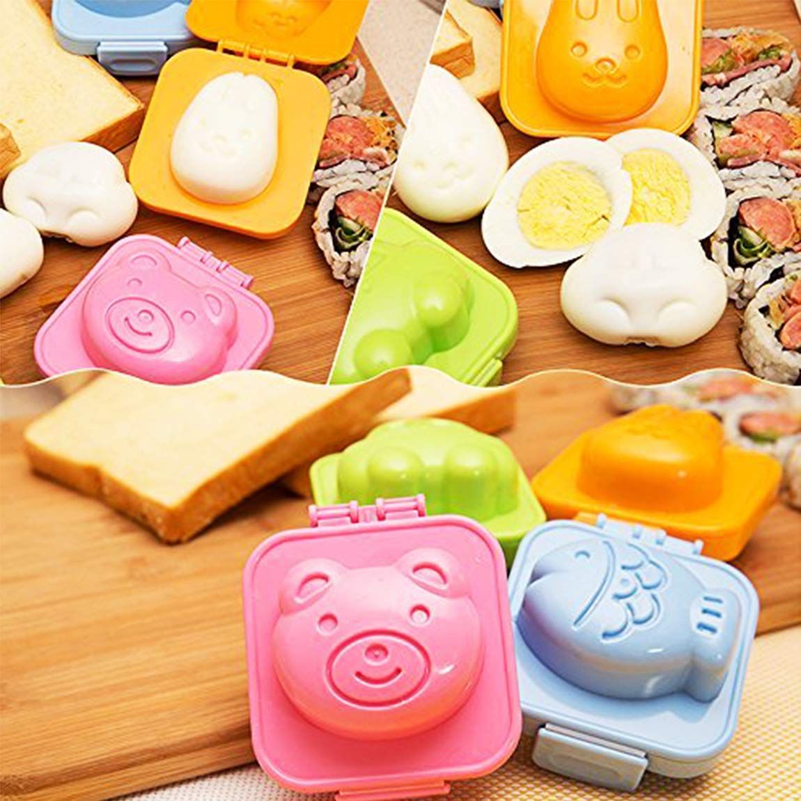 8PCS Cartoon Cute Boil Egg Mold/Fish Car Heart Shape Egg Sushi Rice Mold Mould/Decorating Fondant Cake Tool