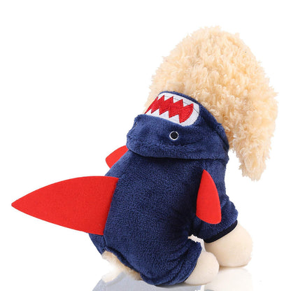 Interesting shark, dog, cat costumes, pet Halloween, Christmas cosplay costumes, cute flannel cat costumes