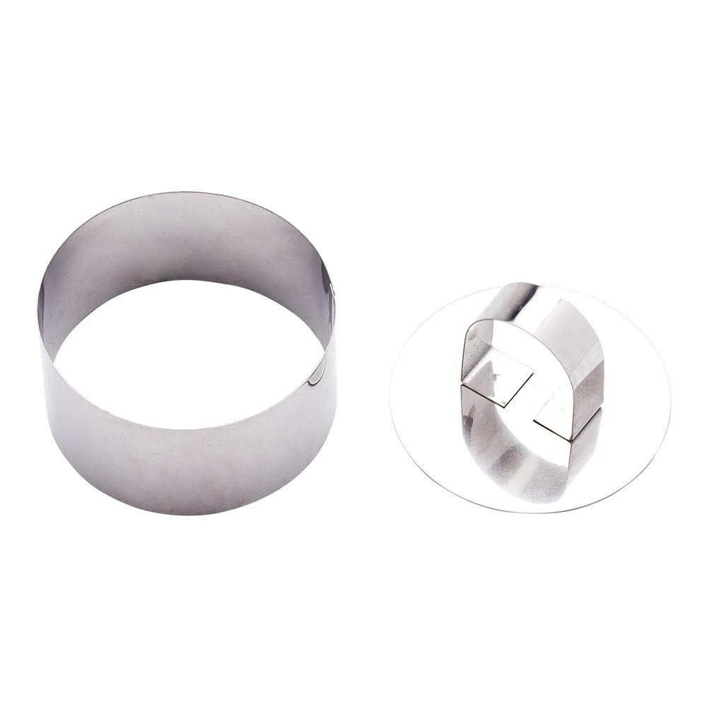 Restaurantware Pastry 3.14 x 1.57 Inch Cake Ring Mold 1 Round Cooking Ring With Food Press - Small Dishwasher