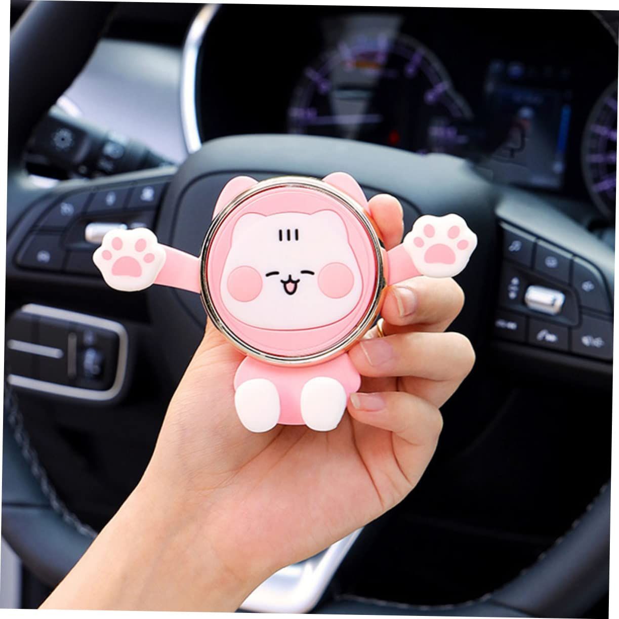 Cute Phone Mount for Car, Pink Cat Air Vent Clip Cell Phone Holder for Car Compatible with 4-7 inch Smartphones, Car Accessories