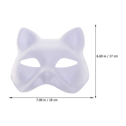 Cat Mask, 3PCS Masks White Cat Masks Blank DIY Halloween Mask Animal Half Facemasks Masquerade Cosplay Party