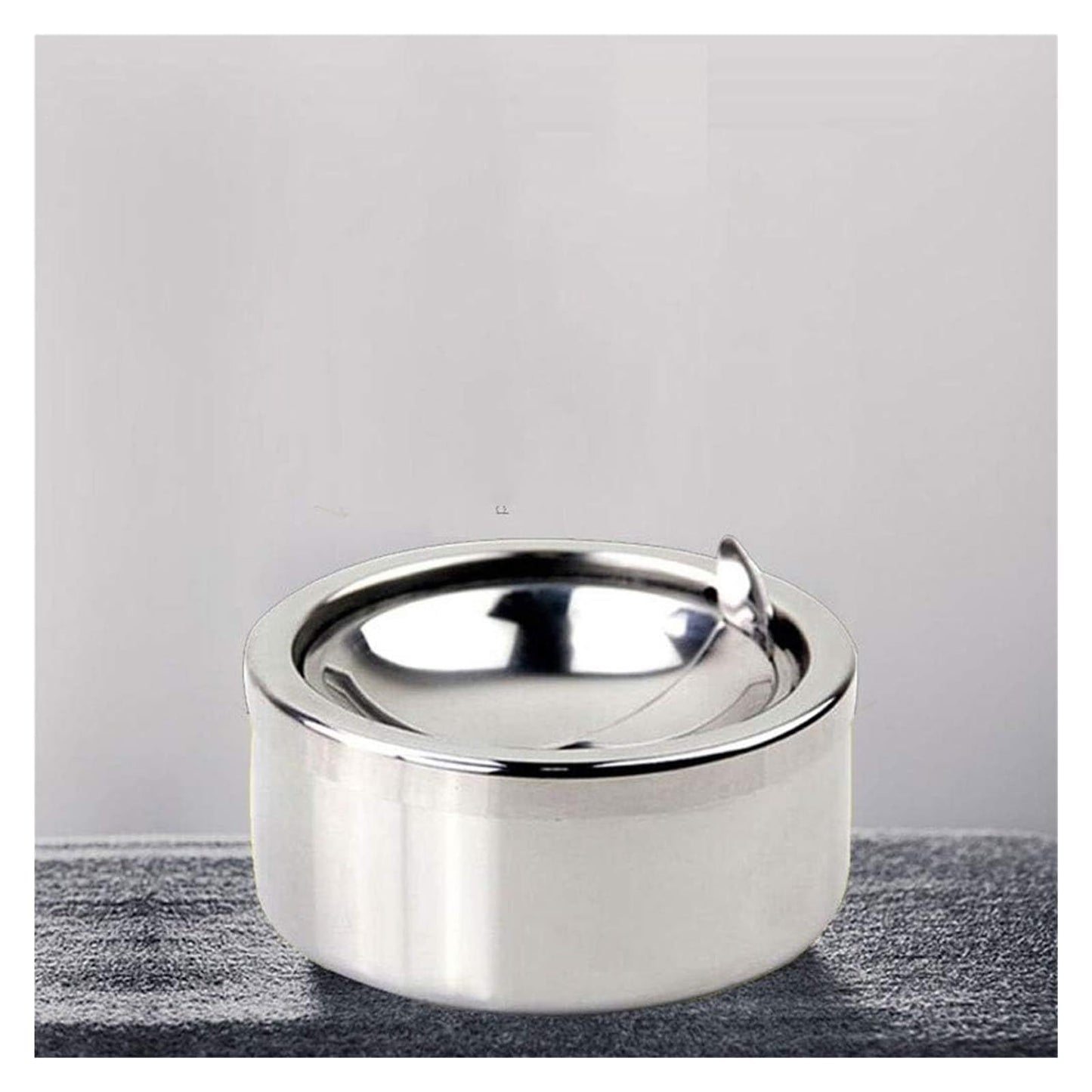 Stainless steel fly ash anti drop thick ashtray, home hotel bar large ashtray, living room with lid creative