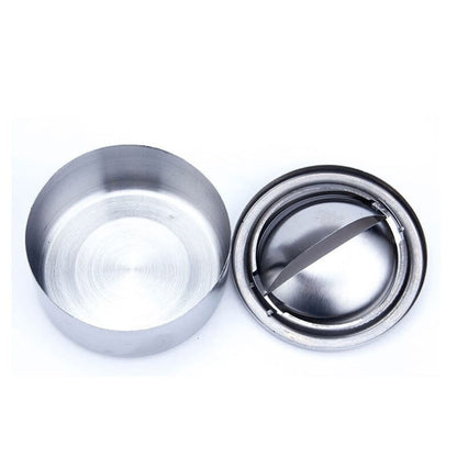 Stainless steel fly ash anti drop thick ashtray, home hotel bar large ashtray, living room with lid creative