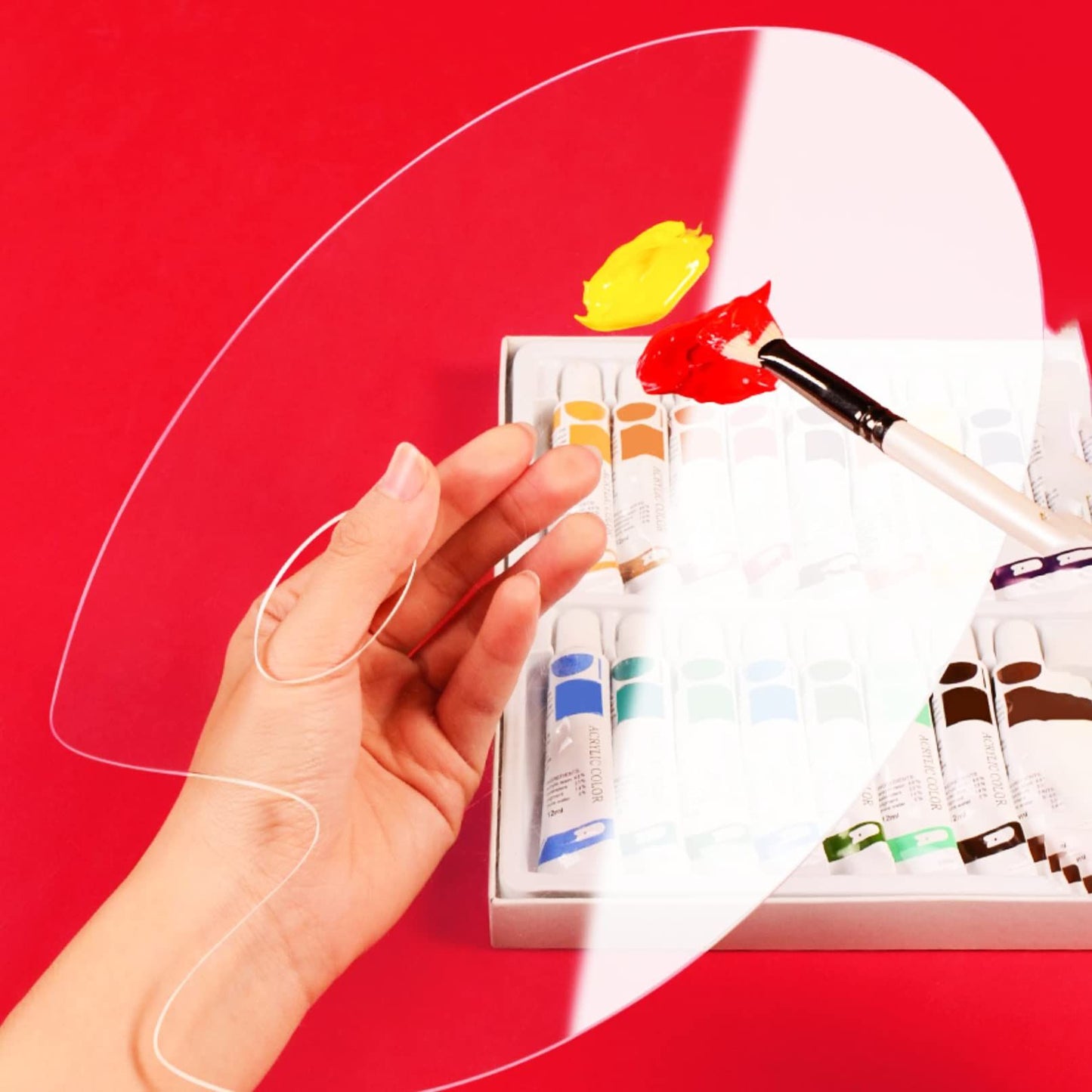Easy to clean non stick artist tray, suitable for DIY art painting color palette in oil and watercolor painting crafts