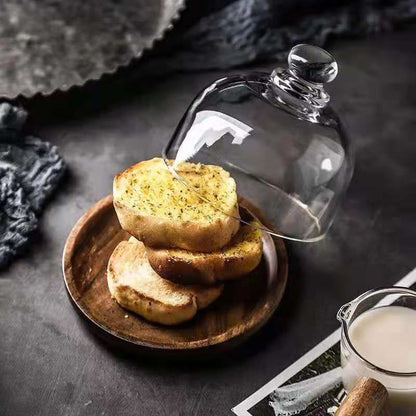 Mini Glass Dessert Dome with Base, Small Decorative Cake Tray with Glass Dome Cover, Cake Fruit Display Server Tray for Kitchen