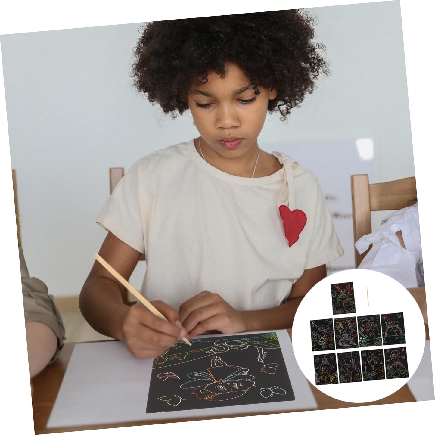 10pcs Scratch Paper Art Set, Rainbow Scratch Paper Crafts Supplies Black Scratch Drawing Pads Boards Sheets Notes Cards