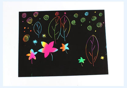 10pcs Scratch Paper Art Set, Rainbow Scratch Paper Crafts Supplies Black Scratch Drawing Pads Boards Sheets Notes Cards