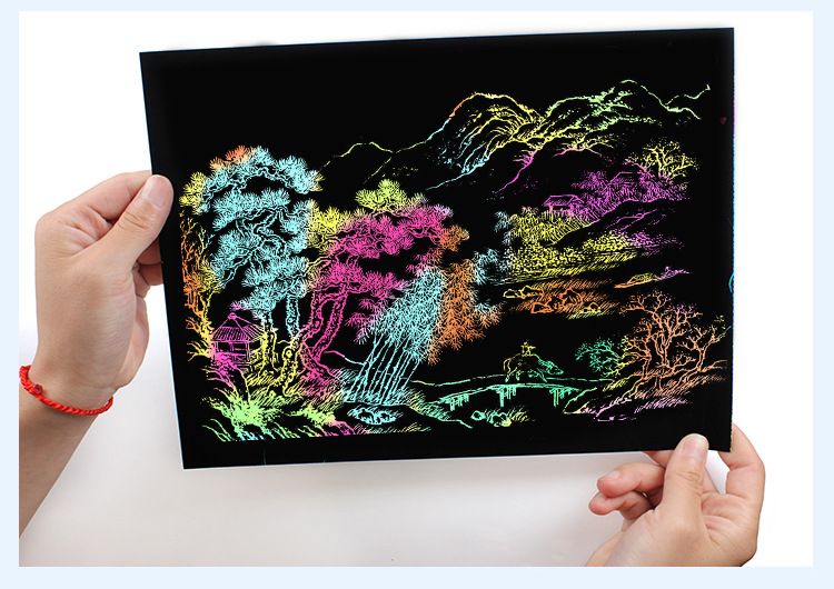 10pcs Scratch Paper Art Set, Rainbow Scratch Paper Crafts Supplies Black Scratch Drawing Pads Boards Sheets Notes Cards