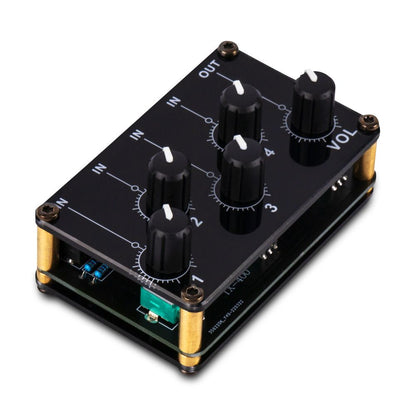 Audio Mixer, 4 Input 1 Output Mini Low Noise Sound Board Console Portable Passive Stereo Audio Mixer Mini Stereo Live Studio