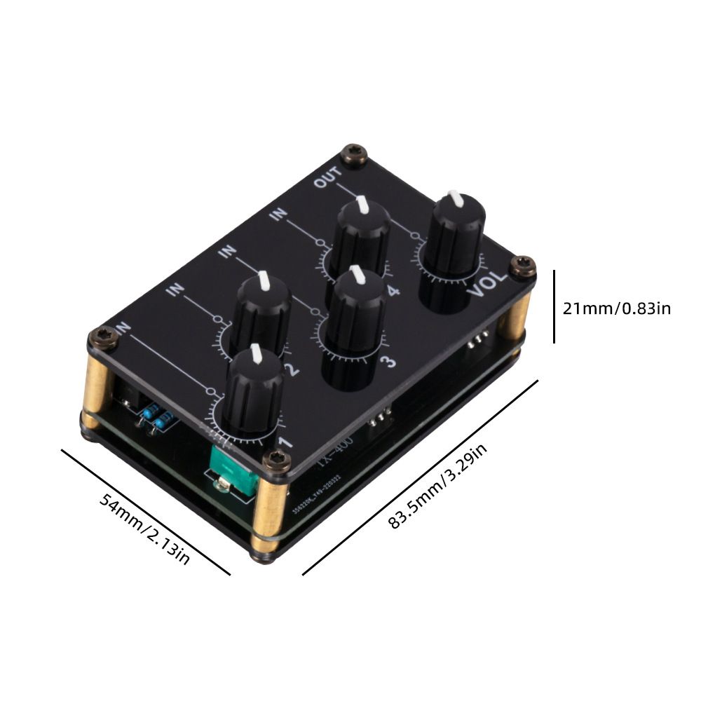 Audio Mixer, 4 Input 1 Output Mini Low Noise Sound Board Console Portable Passive Stereo Audio Mixer Mini Stereo Live Studio