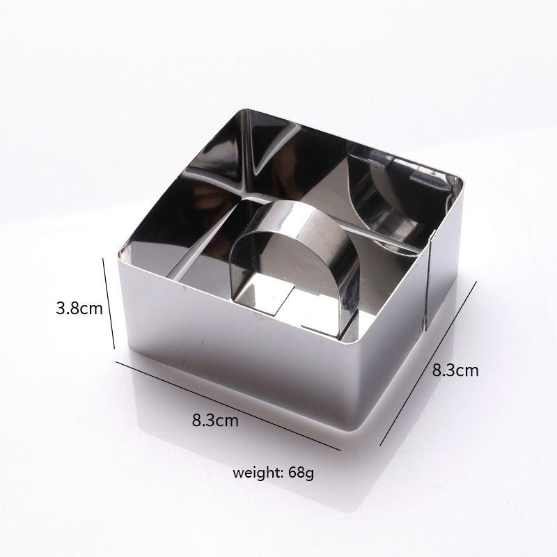 Stainless Steel 3D Cake Molds with Pusher Lifter Cooking Rings Set of 4,Baking Dish Bakeware Tools Cupcake Mold Mousse