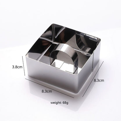 Stainless Steel 3D Cake Molds with Pusher Lifter Cooking Rings Set of 4,Baking Dish Bakeware Tools Cupcake Mold Mousse