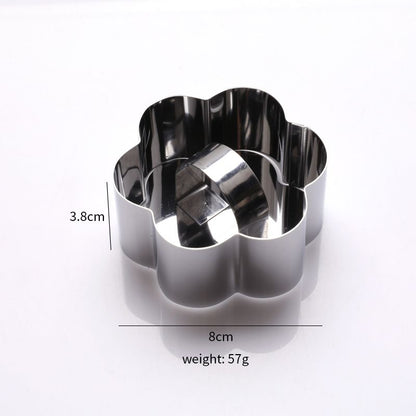 Stainless Steel 3D Cake Molds with Pusher Lifter Cooking Rings Set of 4,Baking Dish Bakeware Tools Cupcake Mold Mousse