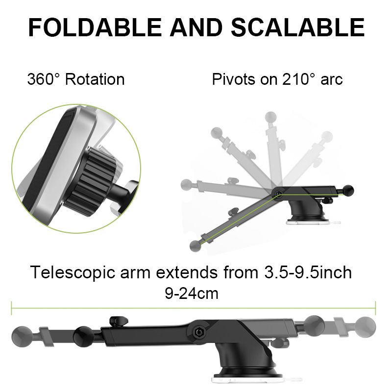 （grey）Magnetic Phone car Mount,fit in Dashboard and Windshield,Strong Magnet,360 Degree Phone Holder