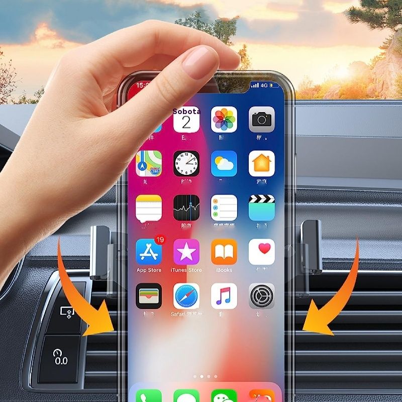 Car Phone Holder Mount, Air Vent Hands Free Clip Cradle Universal for Cellphone, Gravity Auto Lock and Thick Case Friendly