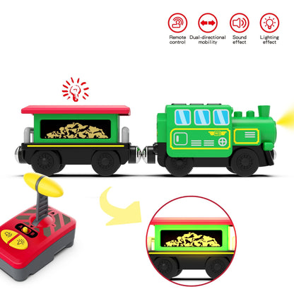 Wooden Train Accessories Battery Operated Locomotive Train, Remote Control Train for Track Set, Powerful  (Battery Not Included)