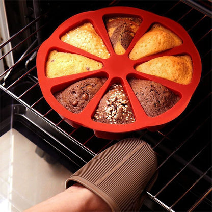 Non-stick Cake Baking Mold, Triangle 8 Cavity Pizza Pan, Food-grade Silicone Mold Specialty and Novelty Cake Pan for Brownies