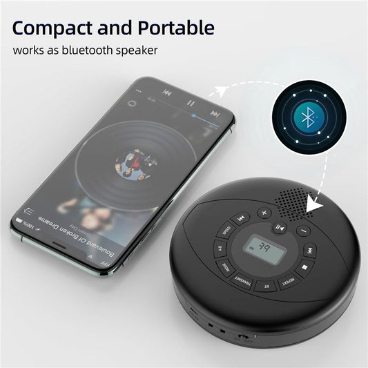 CD Player Portable,discman Rechargeable,Walkman CD Player with Speaker, Headphones,CD-R,MP3 USB playable,Anti Skip CD Playing for car,Suitable for Personal or Multi-Users,Black