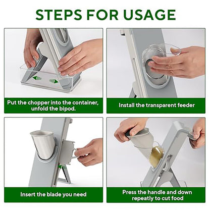 four-in-oneSlicer Safe Multifunctional Dicer Adjustable Commercial Slicer Machine Stainless Steel Chopper grey