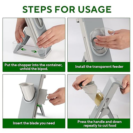four-in-oneSlicer Safe Multifunctional Dicer Adjustable Commercial Slicer Machine Stainless Steel Chopper grey