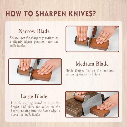 Rolling Knife Sharpener Kit, Rolling Knife Sharpener Tool, Kitchen Knives Knives Sharpener Kit Offers 15 & 20 Degree Magnetic Knife Sharpening Roller.（Wood grain set
 8.5 * 5.5 base 10.6 * 6 *. 25cm
）