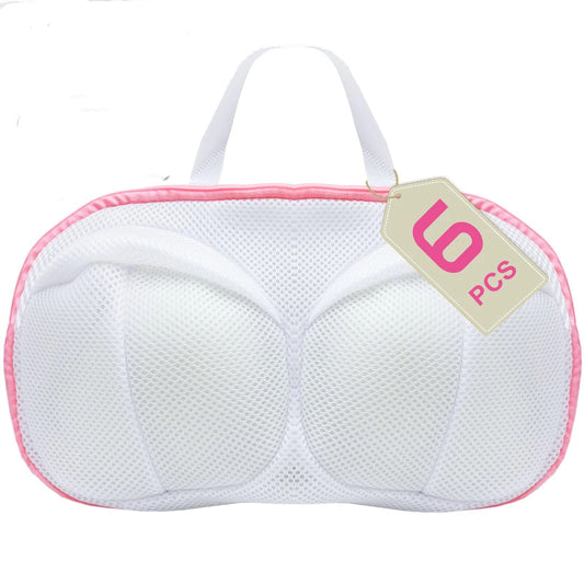 Bra Washing Bags for Laundry - 6 PCS, Lingerie Bag Underwear Brassiere Washing Bags with Zipper for Women Laundry Storage (thicken-Pink 6 pack，33*20cm)