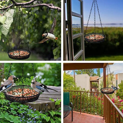 Premium Hanging Bird Feeder Tray, Platform Bird Feeder Stainless Steel Mesh Tray,Wild Bird Feeder for Outside Hanging Seed Platform 1Pcs
