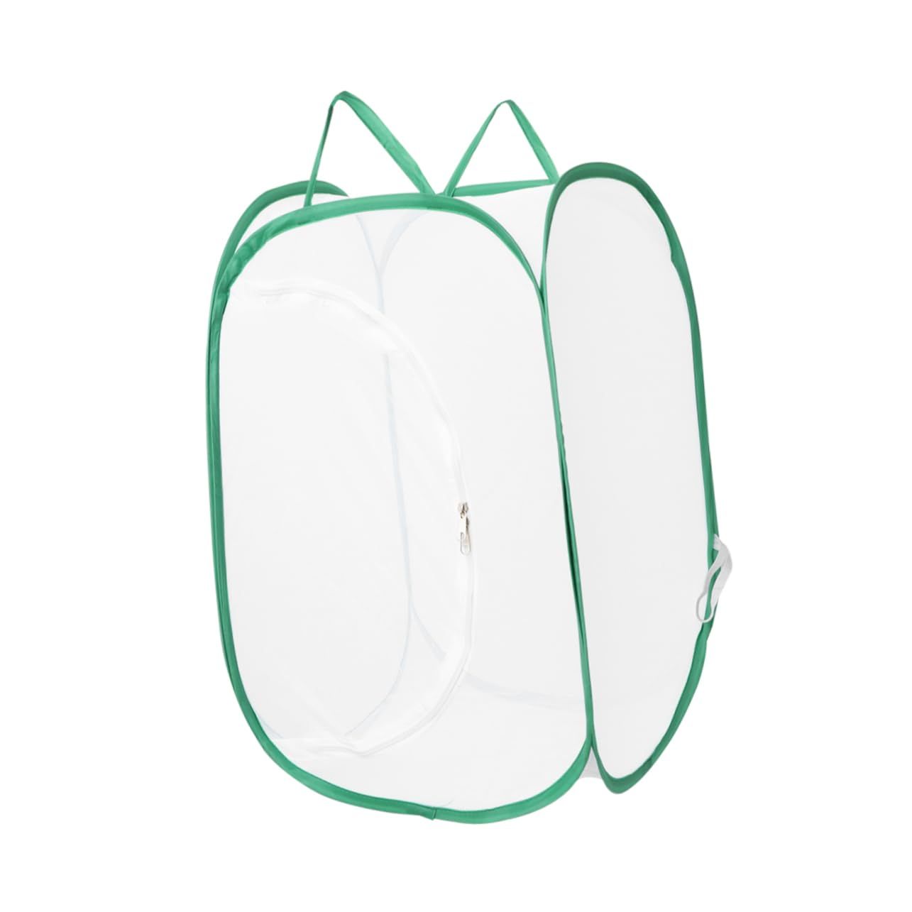 Insect and Butterfly Habitat Cage Terrarium Pop-up 24 Inches Tall with Zipper Protection or Housefly for Chicken and Reptile Feed, Green