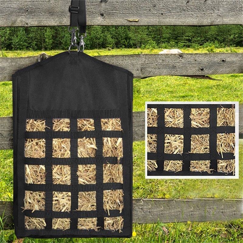 Hay Bags for Horses,1 Packs Slow Feed Hay Bags for Goats,Sheep,Donkey,Premium Oxford Hay Feed Bags with Front Hay Nets Design, Easy to Fill and Hang with Large Opening ( Black)