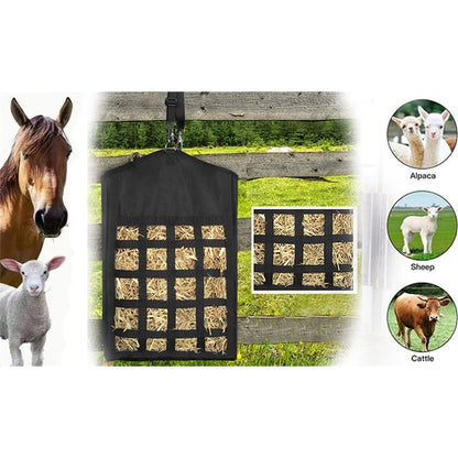 Hay Bags for Horses,1 Packs Slow Feed Hay Bags for Goats,Sheep,Donkey,Premium Oxford Hay Feed Bags with Front Hay Nets Design, Easy to Fill and Hang with Large Opening ( Black)