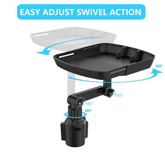 Larger Cup Holder Tray, Car Food Tray for Eating, Detachable 3 in 1 Car Cup Holder Expander and 360° Rotating Car Cup Holder Tray Table with Phone Holder, Road Trip Essentials