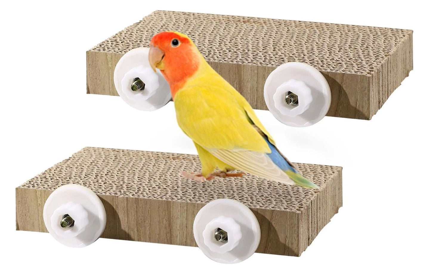 2 Pieces Bird Chew Toy Parrot Cage Perch Cardboard Platform Bird Paw Grinding Stand Parrot Cage Playground for Macaws, Small Parakeets, Conures, Budgies, Finches Conure Cockatiel (large size)