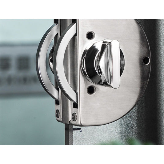 Glass Door Lock with Stainless Steel Double Bolts Swing Push, Double Sliding Security Door Lock  Thick Glass