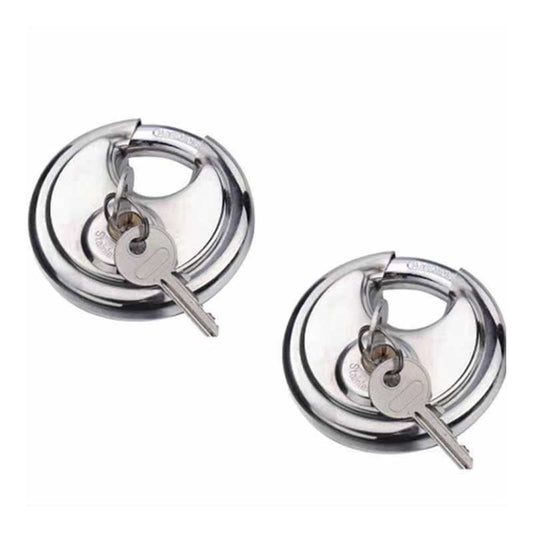 70mm Keyed Alike Heavy Duty Shielded Discus Padlock – 3 Pack- Chrome Plated Security Lock for Storage Shed, Garage, Lockers, Toolboxes, Construction Site Storage and More