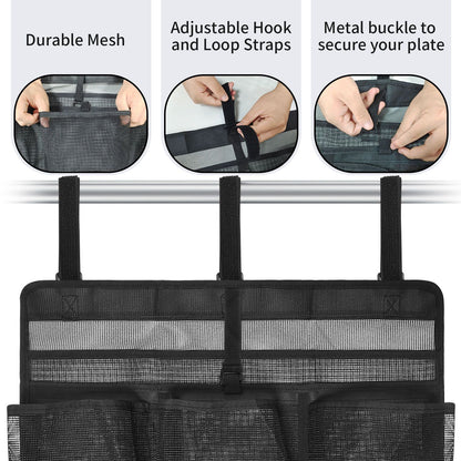 Camping Dish Drying Bag Collapsible Dish Drying Rack, Portable Mesh Dinnerware Drainer Organizer for RV Campers Travel Trailers Space Saving Camping Kitchen Storage Rack (black)