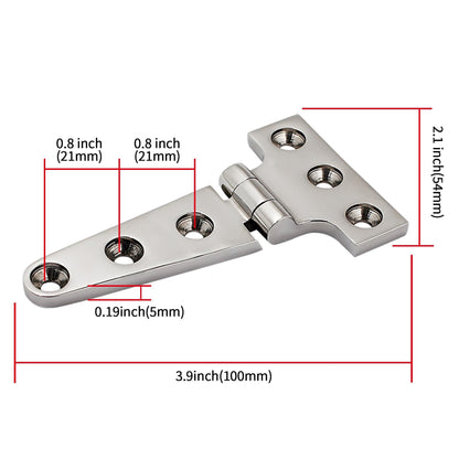 2 pack Stainless Steel T Hinges Marine Grade Heavy Duty Boat Hatch Hinge Casting Cabinet Hardware Door Hinge with Screws