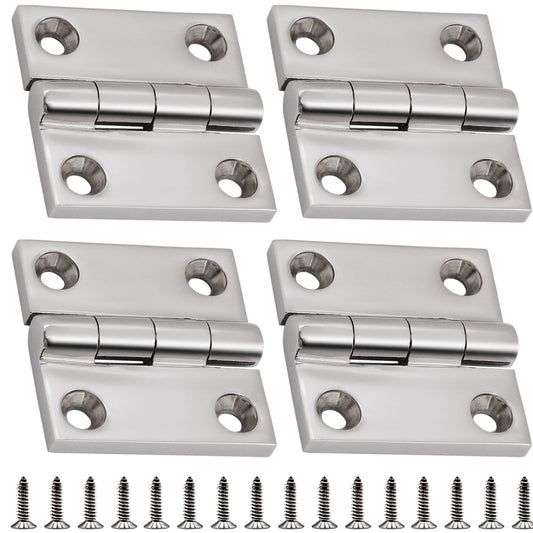 316 Stainless Steel Hinges Marine Grade 2" x 2" Heavy Duty Boat Hatch Hinge (50 mm X 50 mm) 4 Pack Casting Cabinet Door Hinge with Screws